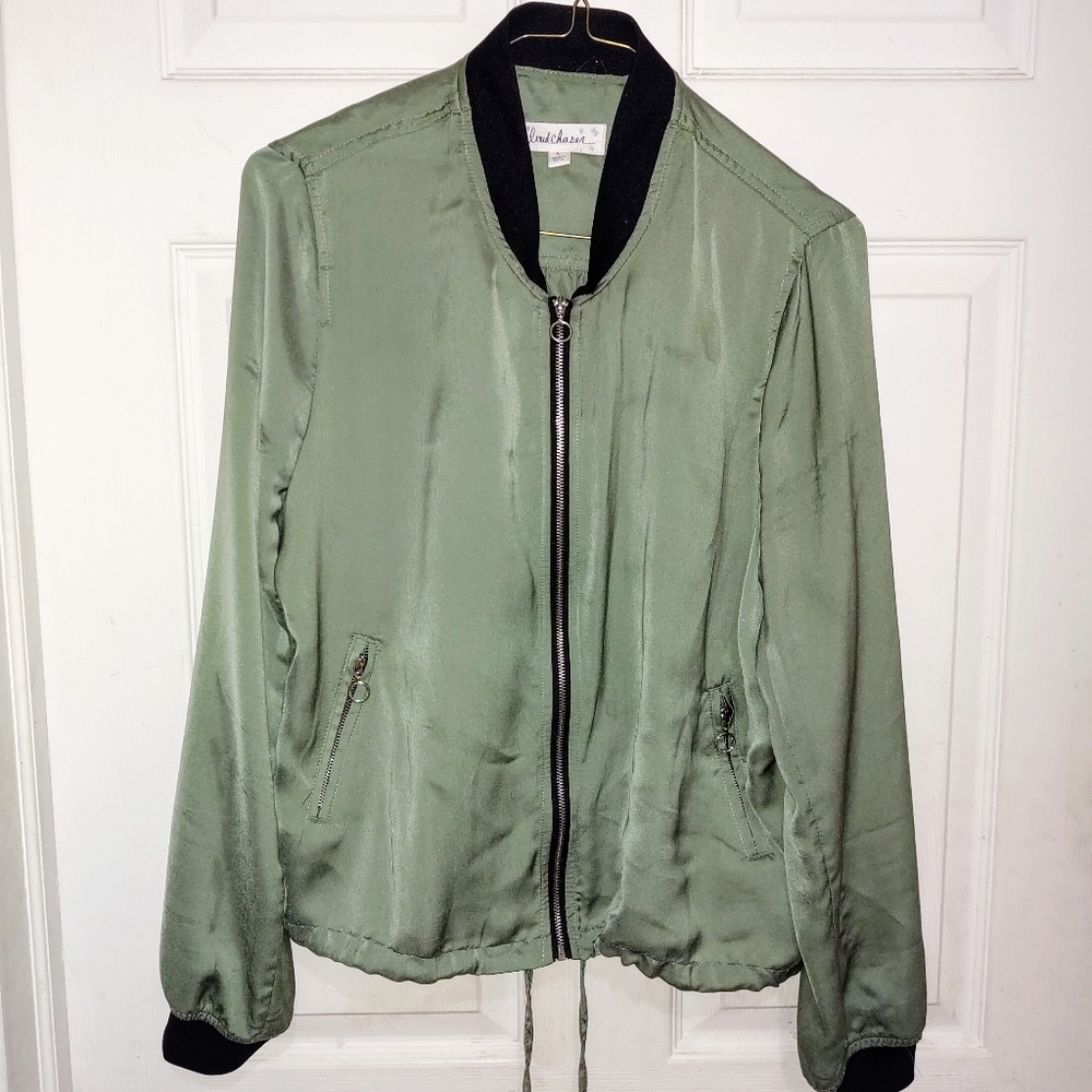 Cloud Chaser Army Green Bomber Jacket Sz Large